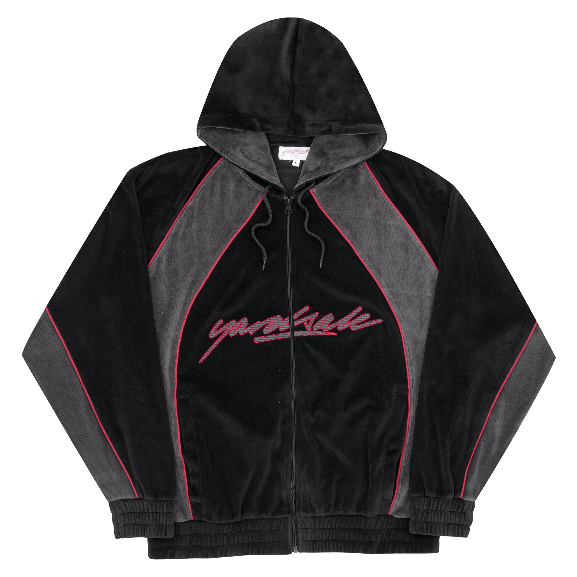 Gem Velour Zip Hood (Black) – YARDSALE