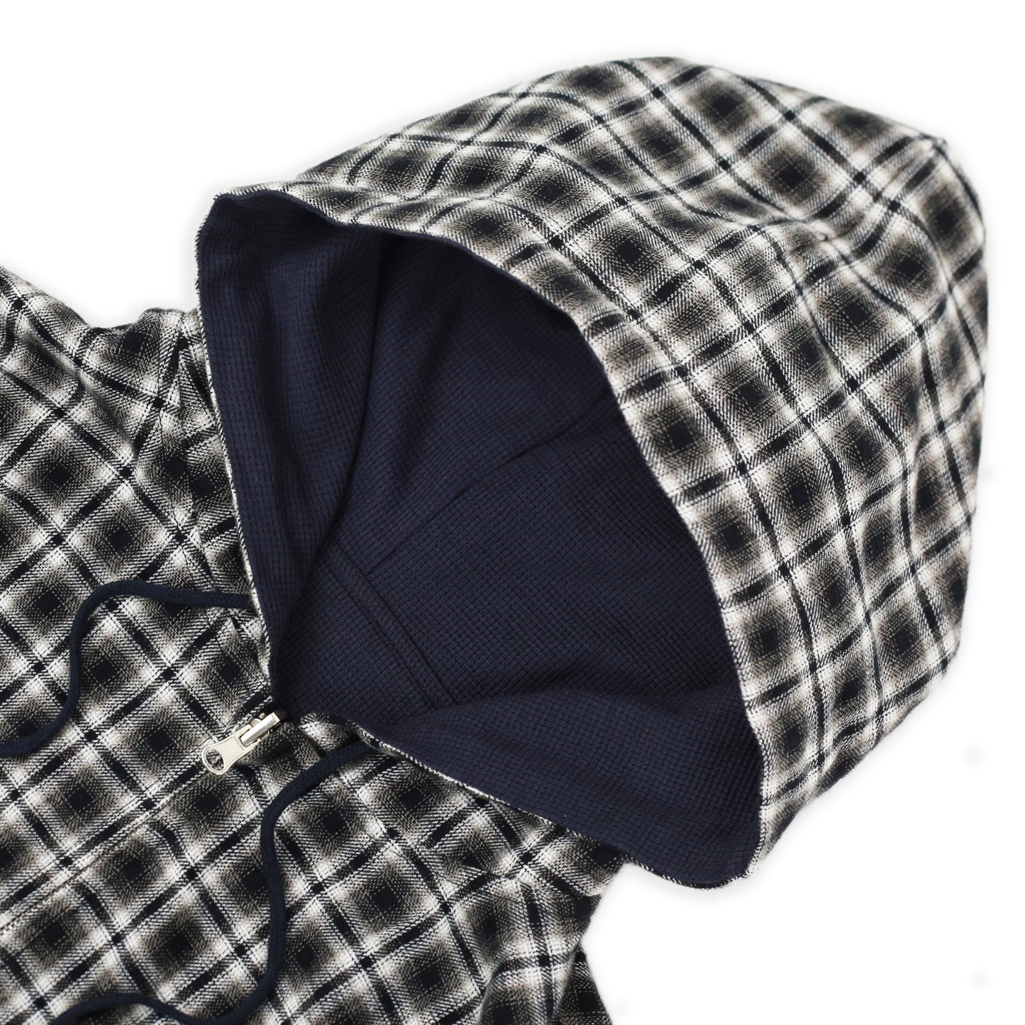 Reversible Flannel Hoodie (Khaki/Blue)