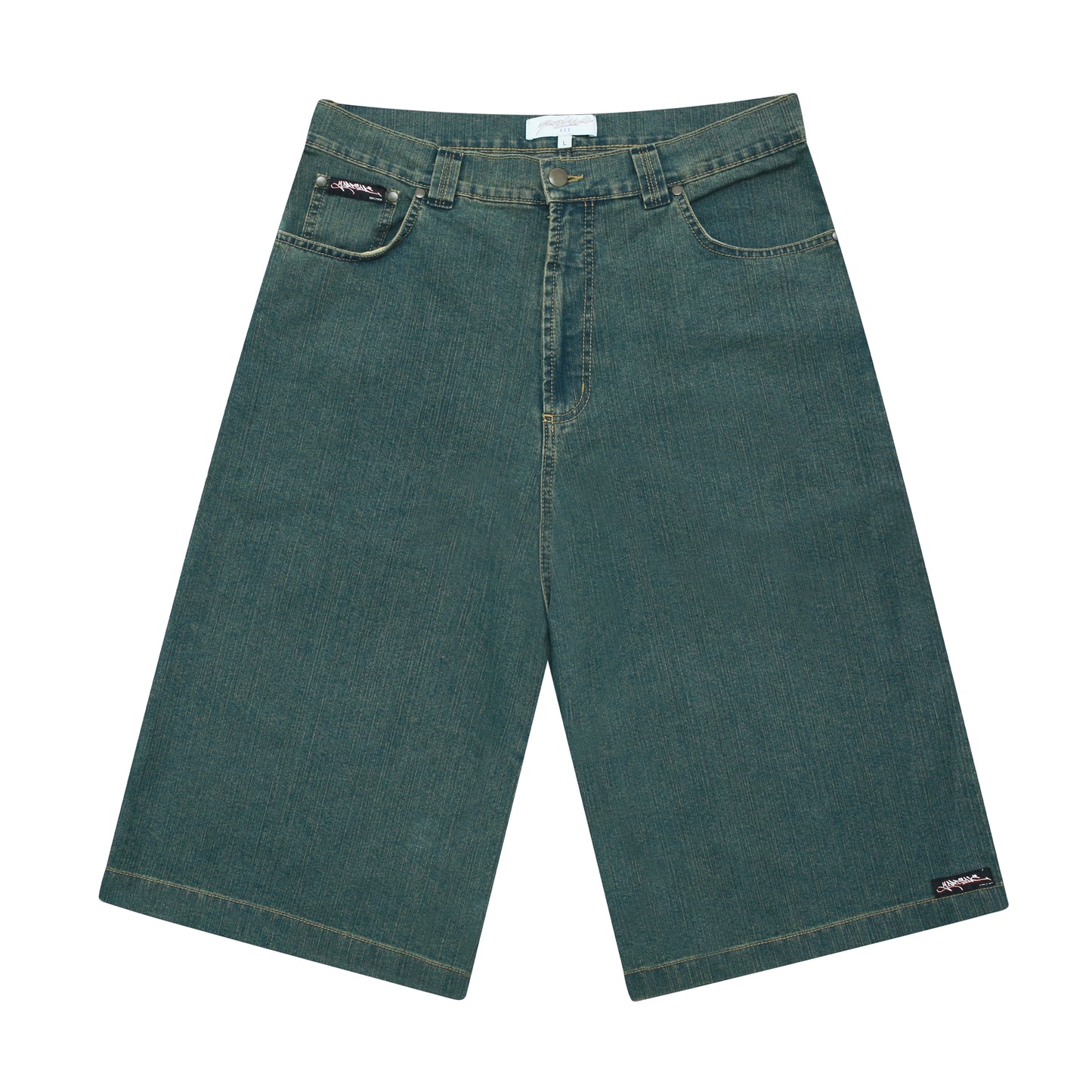 Slub Denim Shorts (Green)