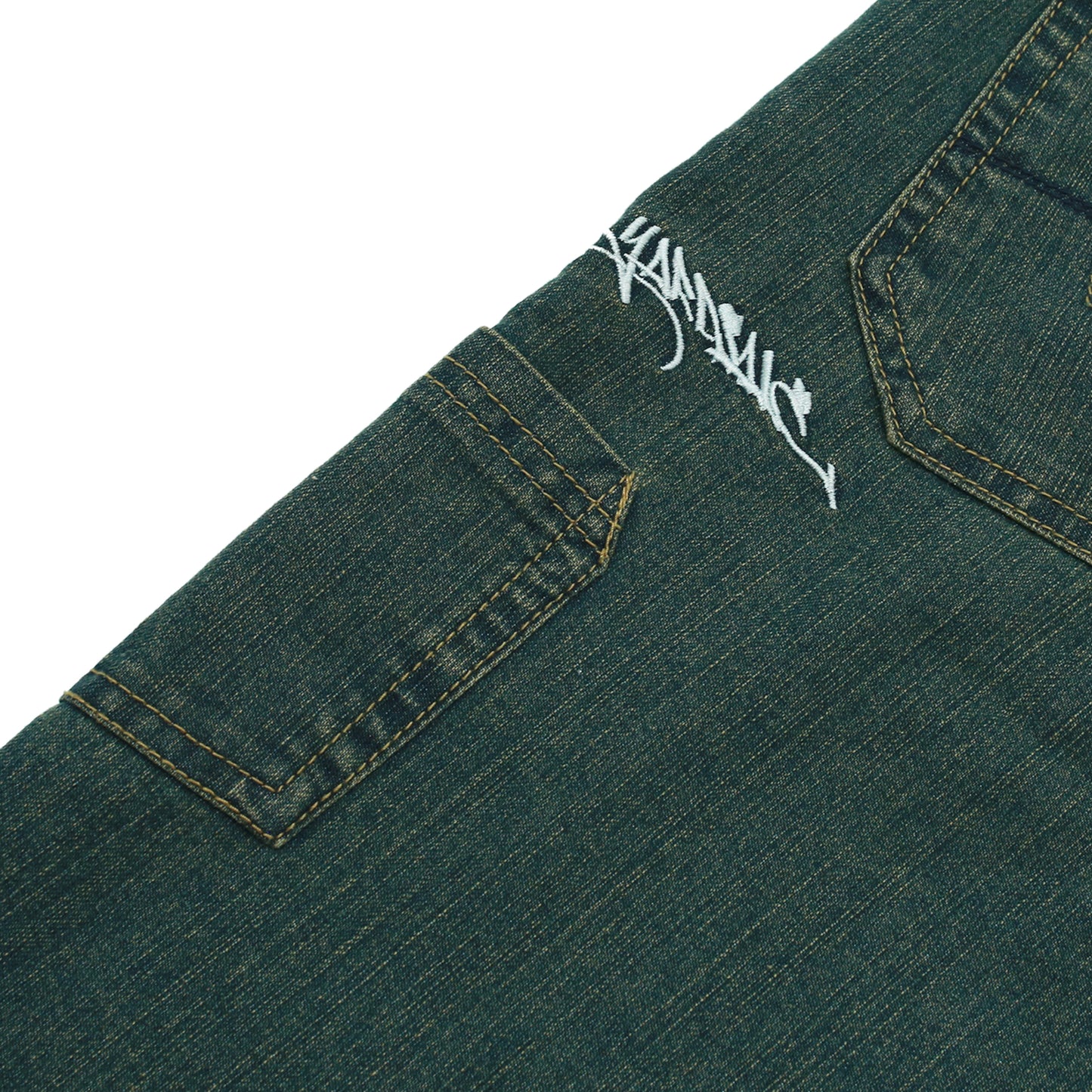 Slub Denim Shorts (Green)