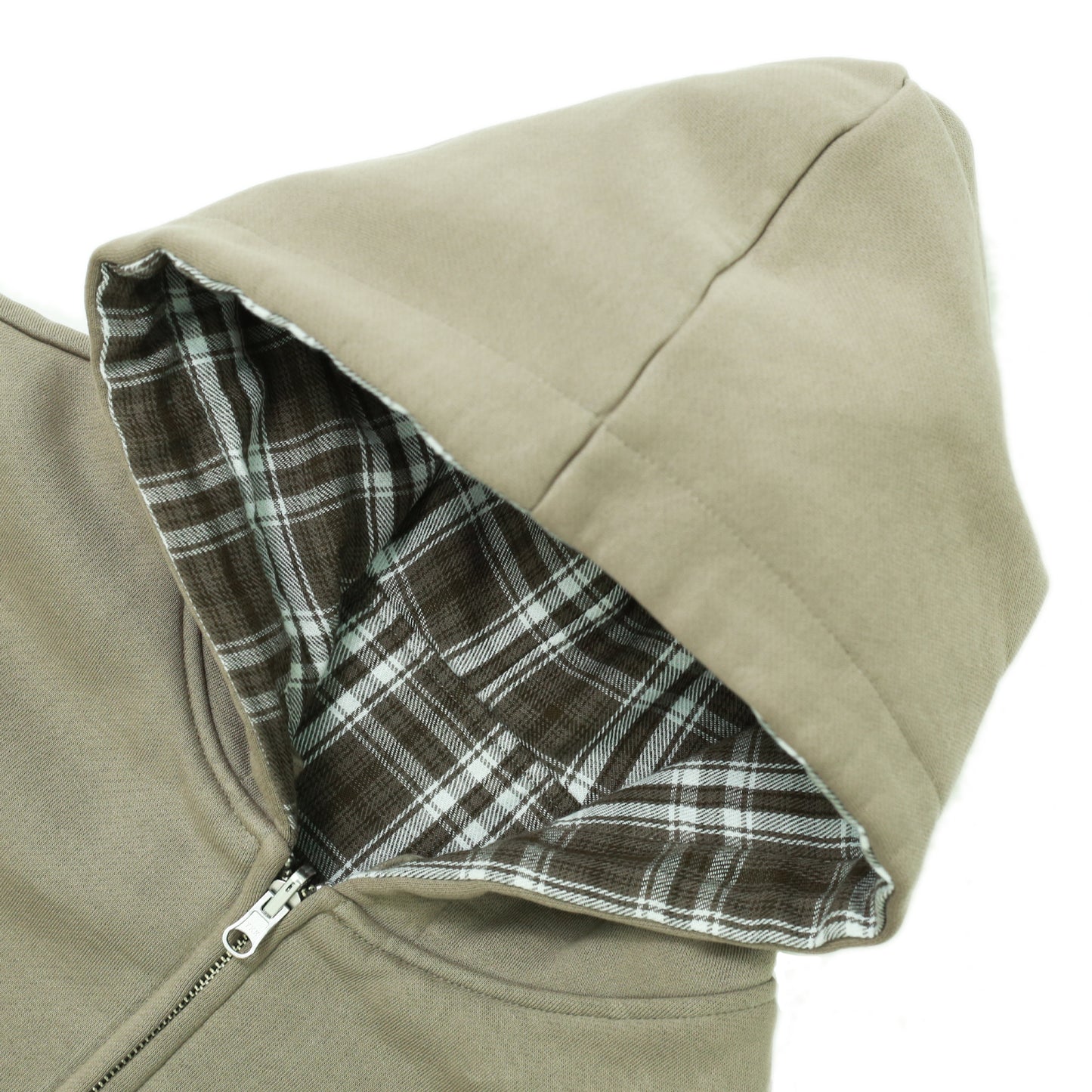 Reversible Flannel Hoodie (Khaki/Brown)