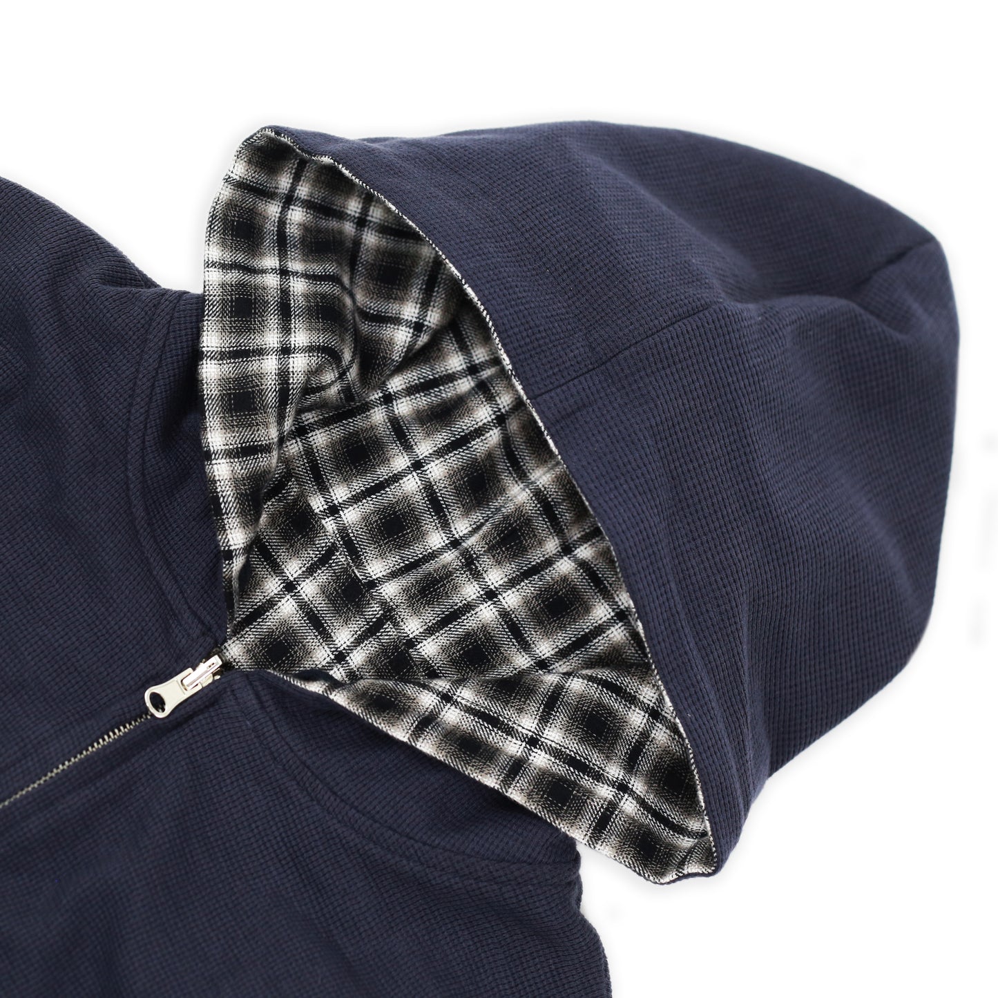 Reversible Flannel Hoodie (Khaki/Blue)