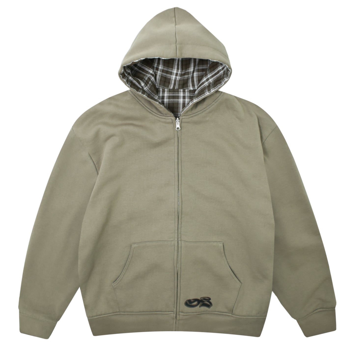 Reversible Flannel Hoodie (Khaki/Brown)