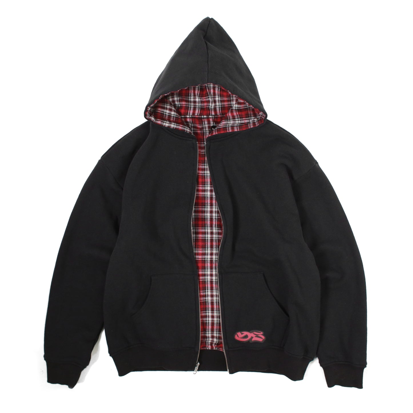 Reversible Flannel Hood (Red/Black)