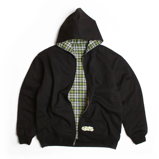 Reversible Flannel Hoodie (Green/Black)
