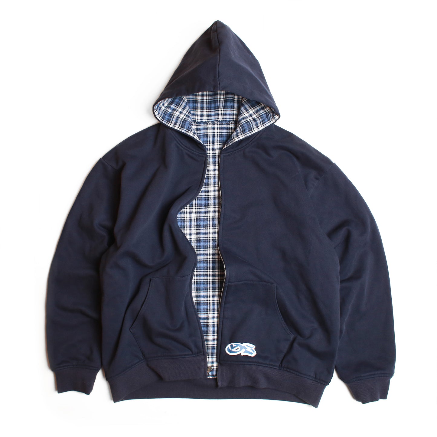 Reversible Flannel Hoodie (Blue)