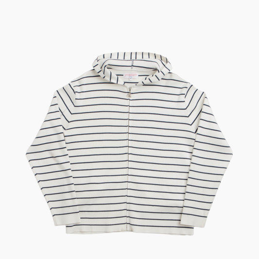 French Knit Hood (White/Navy)