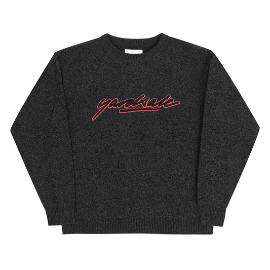 Script Chenille Knit Crew (Black)