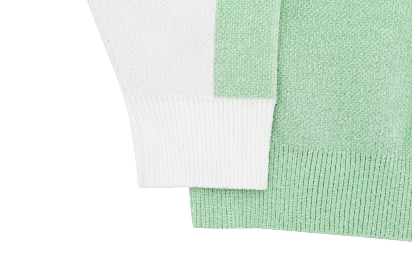 Chenille Script Knit (White/Green/Blue)