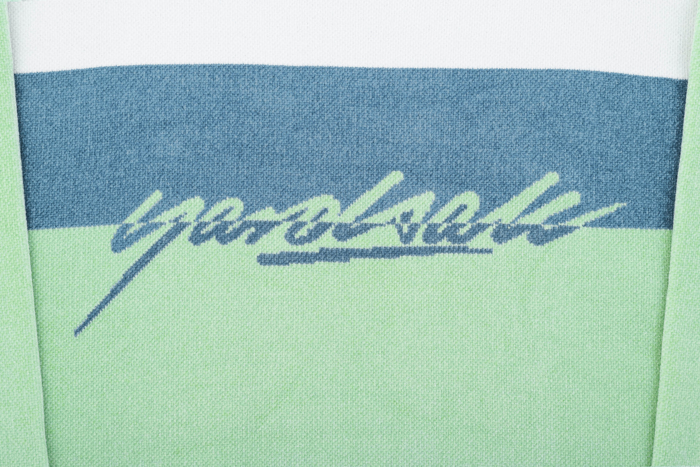 Chenille Script Knit (White/Green/Blue)